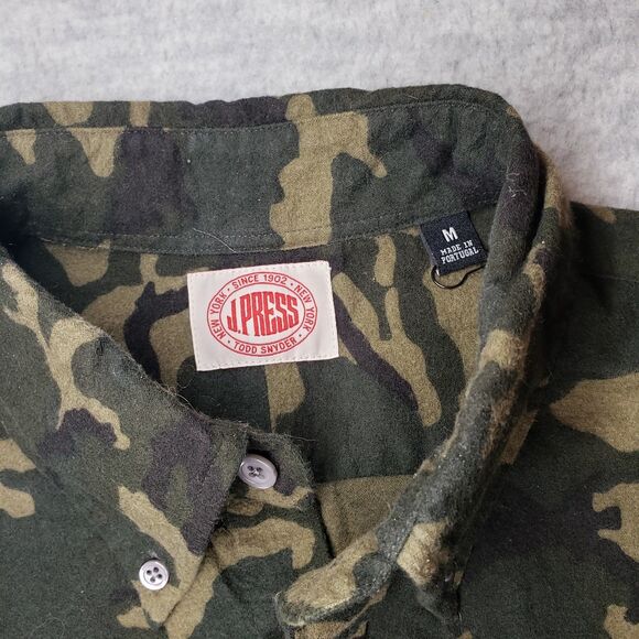 J.Press Todd Snyder Camo Chamois Shirt Mens M Olive Green Streetwear - Picture 3 of 6
